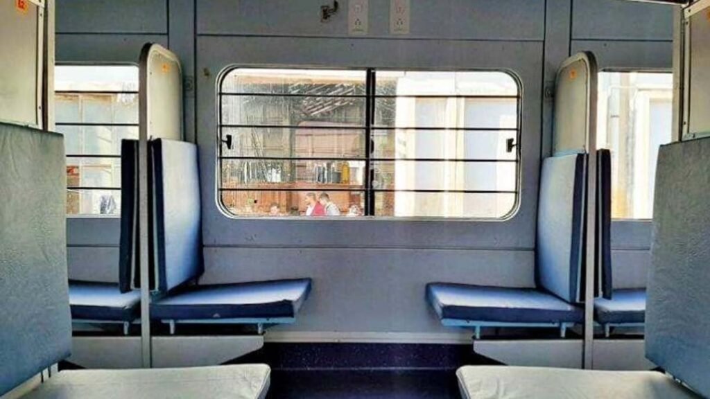 A symbolic image showing the split side lower berth of an Indian railway coach.