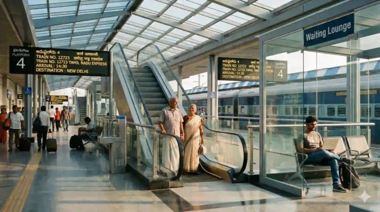 తెలంగాణలో అమృత్ భారత్ స్టేషన్ పనుల దృశ్యం - Modern Railway Station in Telangana under Amrit Bharat Scheme.