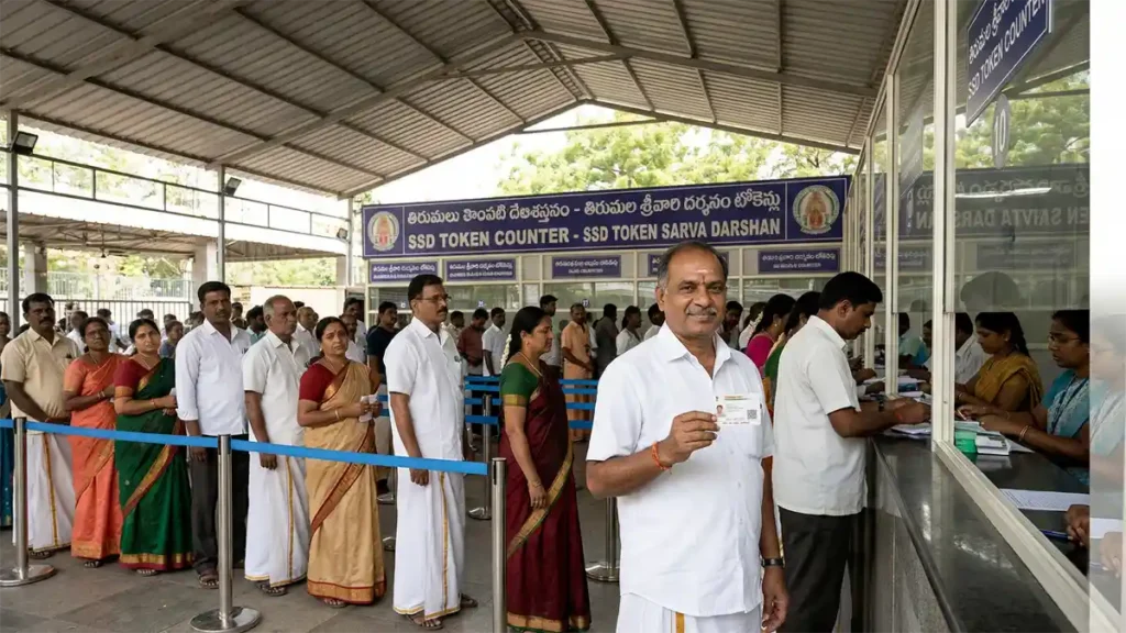 Pilgrims at Tirumala SSD token counter in Tirupati with Aadhaar card తిరుమల సర్వదర్శనం టోకెన్ల కౌంటర్ రామ్తామీడియా