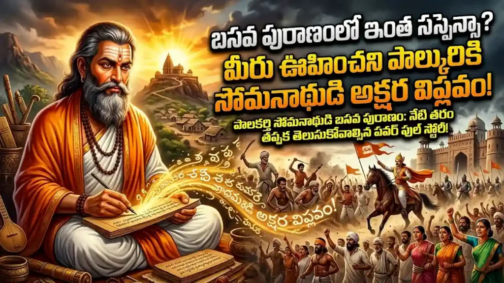 Visual representation of Palkuriki Somanatha's Basava Puranam depicting the heroic social revolution.