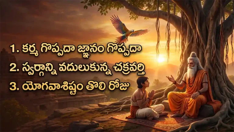 అగస్త్య మహాముని సుతీక్షుణుడికి కర్మ జ్ఞానాల గురించి బోధిస్తున్న దృశ్యం