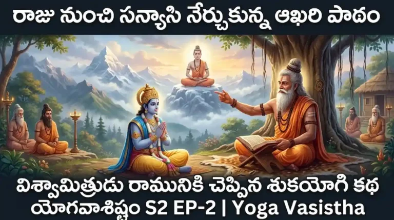 విశ్వామిత్రుడు రామునికి శుకయోగి కథ చెబుతున్న దృశ్యం – యోగవాశిష్టం S2 EP-2 Caption: విశ్వామిత్ర మహర్షి రామునికి వినిపించిన శుకయోగి-జనకుని కథ
