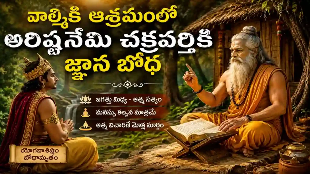 అరిష్టనేమి చక్రవర్తికి ఆత్మజ్ఞానాన్ని ఉపదేశిస్తున్న వాల్మీకి మహర్షి