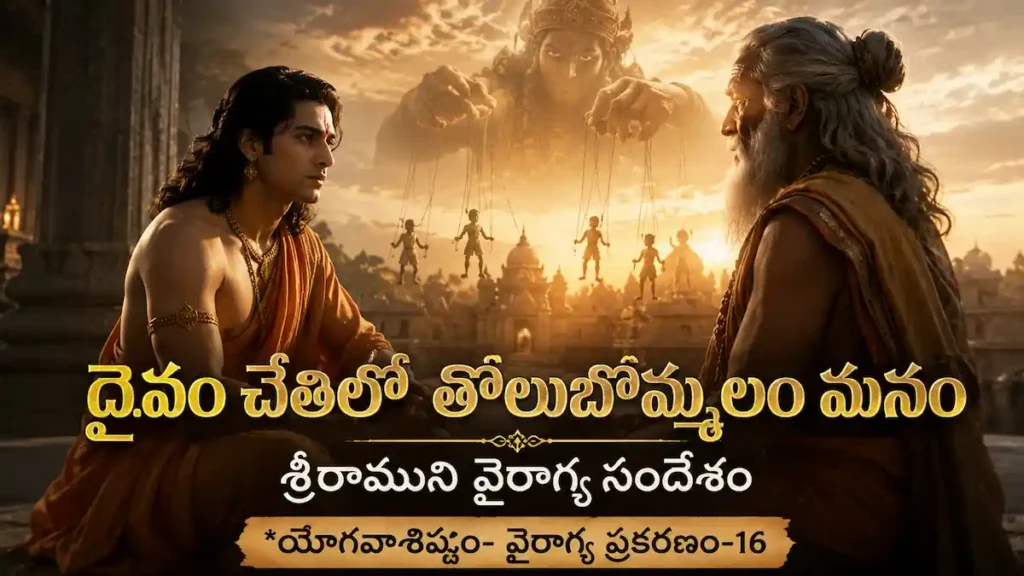 యోగ వాసిష్ఠంలో కర్మ, దైవం గురించి విశ్వామిత్రునికి వివరిస్తున్న శ్రీరాముడు
