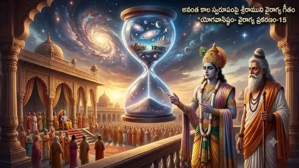 యోగ వాసిష్ఠంలో కాలం యొక్క శక్తి గురించి విశ్వామిత్రునికి వివరిస్తున్న శ్రీరాముడు
