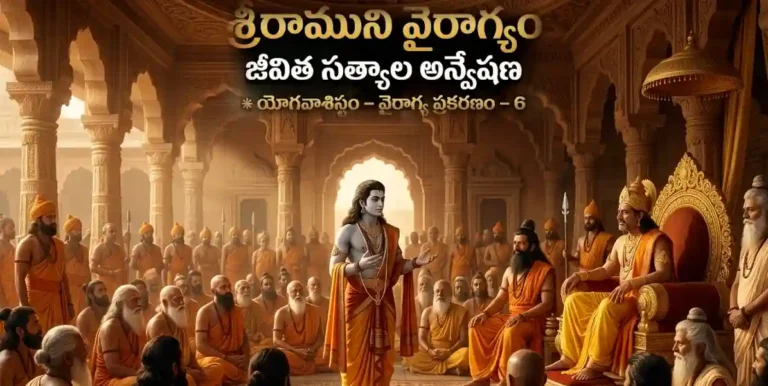 అయోధ్య సభలో విశ్వామిత్ర మహర్షికి తన వైరాగ్య స్థితిని వివరిస్తున్న శ్రీరామచంద్రుడు