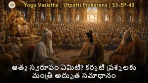 యోగవాశిష్టంలో కర్కటికి ఆత్మ స్వరూపాన్ని వివరిస్తున్న మంత్రి దృశ్యం