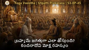 యోగవాశిష్టం S3 EP-45 వశిష్ఠ మహర్షి శ్రీరామునికి కందరాదేవి కథ మరియు బ్రహ్మమే జగత్తుగా భాసించే తత్త్వాన్ని బోధించు దృశ్యం