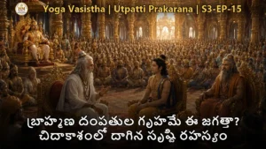 గిరి గ్రామంలోని బ్రాహ్మణుడి గృహం, చిదాకాశంలో ప్రతిబింబించే జగత్తు - యోగవాశిష్టం దృశ్యం