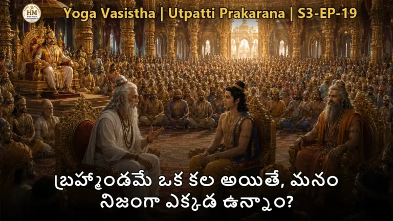 వశిష్ఠ మహర్షి శ్రీరామునికి బ్రహ్మాండ భ్రాంతి తత్వం బోధిస్తున్న దృశ్యం - యోగవాశిష్టం