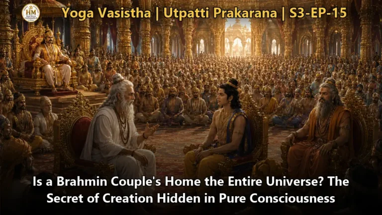 The Brahmin's home in the village of Giri, the universe reflected within pure consciousness - a scene from Yoga Vasistha