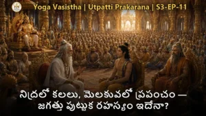 వశిష్ఠ మహర్షి శ్రీరామునికి జగత్తు సృష్టి రహస్యం బోధిస్తున్న దృశ్యం - యోగవాశిష్టం