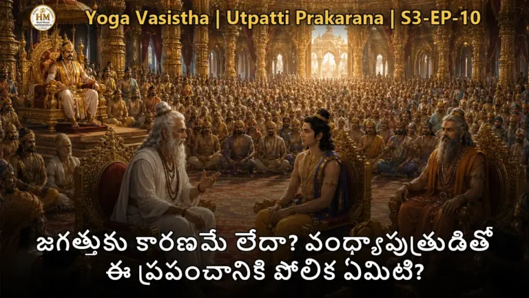 వసిష్ఠ మహర్షి శ్రీరామునికి జగత్తు మిథ్యాత్వం గురించి బోధిస్తున్న దృశ్యం, యోగవాశిష్టం సభామండపం
