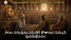 సరస్వతీదేవి దివ్య కృపతో పద్మ మహారాజు పునరుజ్జీవనం చెందుతున్న దృశ్యం