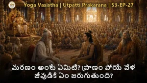 లీలాదేవికి మరణ రహస్యాన్ని బోధిస్తున్న సరస్వతీ దేవి - యోగవాశిష్టం