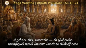 వశిష్ఠ మహర్షి శ్రీరాముడికి జగత్తు మిథ్య గురించి బోధిస్తున్న దృశ్యం - యోగవాశిష్టం