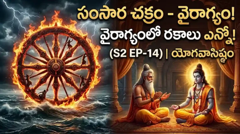 యోగవాసిష్ఠం సంసార చక్రం అధ్యాయంలో శ్రీరాముడికి రెండు రకాల వైరాగ్యాల గురించి, భయంకరమైన సంసార సాగరం గురించి వివరిస్తున్న వశిష్ఠ మహర్షి.
