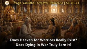 Sage Vashishtha teaching Rama about heroism, Yoga Vasistha