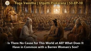 Sage Vasishtha teaching Lord Rama about the illusory nature of the world, Yoga Vasistha royal assembly scene