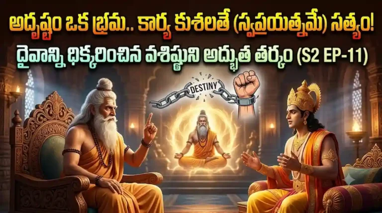 యోగవాసిష్ఠం కార్య కుశలత అధ్యాయంలో శ్రీరాముడికి పురుష ప్రయత్నం గొప్పతనాన్ని వివరిస్తున్న వశిష్ఠ మహర్షి మరియు సభలో ఉన్న విశ్వామిత్రుడు.