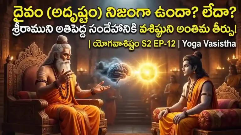 దైవం (అదృష్టం) నిజంగా ఉందా? లేదా? శ్రీరాముని అతిపెద్ద సందేహానికి వశిష్ఠుని సమాధానం | యోగ వాశిష్టం S2 EP-12 | Yoga Vasistha